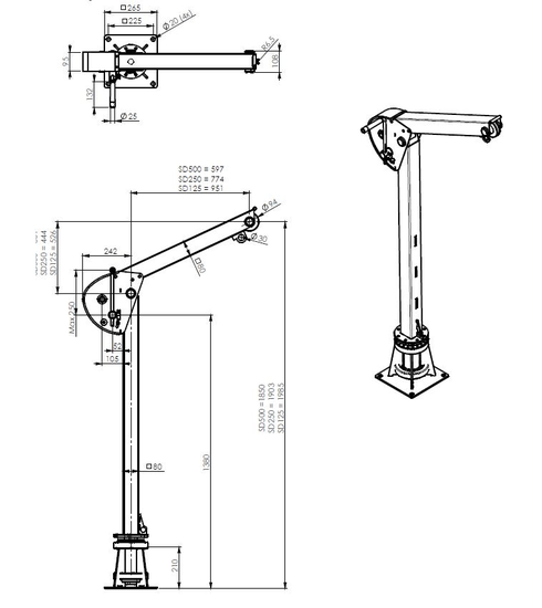 Gebuwin Portable Swivel Davit drawing